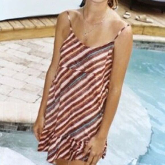 Urban Outfitters Stripe Ruffled Mini Dress - Women’s M - Picture 1 of 8